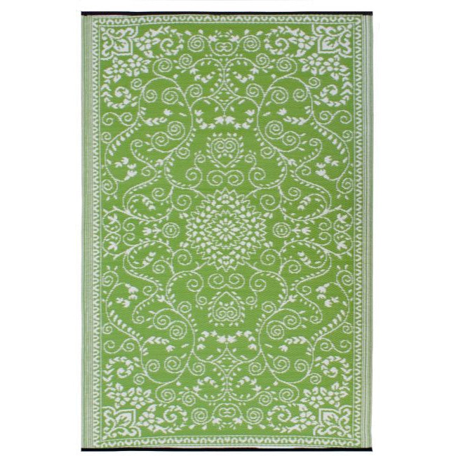 Murano Lime and Cream Traditional Recycled Plastic Reversible Outdoor Rug
