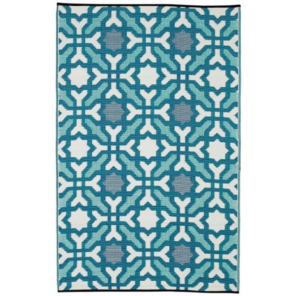 Seville Blue Multicoloured Modern Recycled Plastic Reversible Outdoor Rug