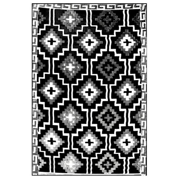 Lhasa Black and Cream Moroccan Recycled Plastic Outdoor Rug