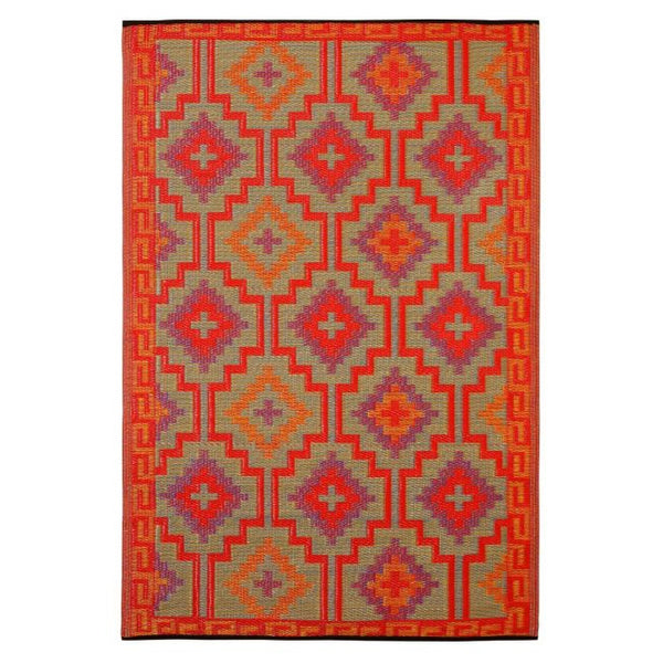 Lhasa Orange and Violet Moroccan Recycled Plastic Outdoor Rug