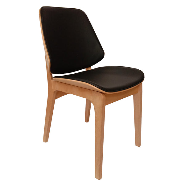 Lisbon Dining Chair Natural Frame Black PU