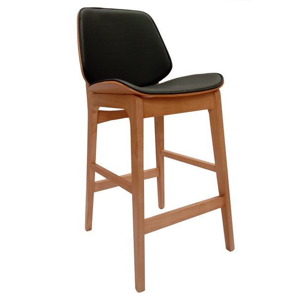 Lisbon Counter Barstool Natural Frame Black PU Seat