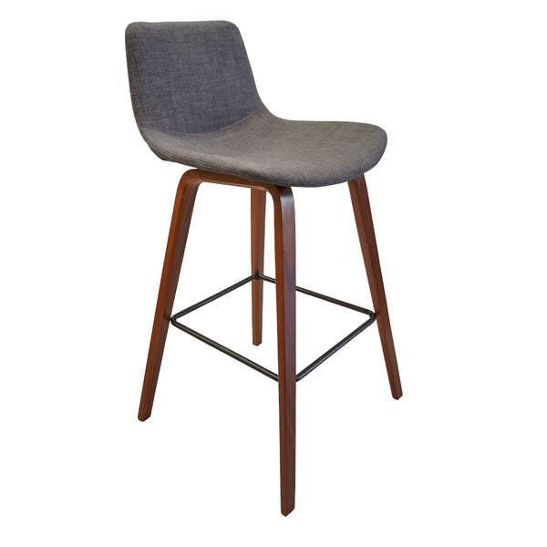 Levy Bar Stool (Walnut/Grey Fabric)