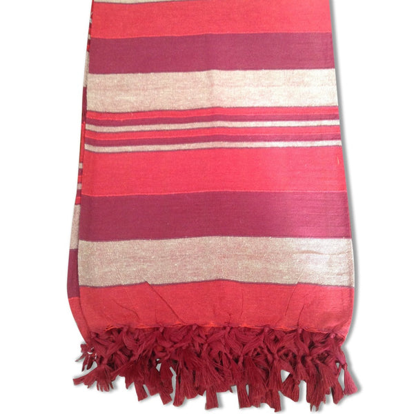 Cotton Throw Rug - Red / White