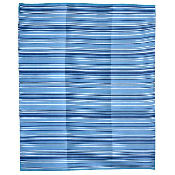 Zenith Blue Stripes Recycled Plastic Outdoor Rug